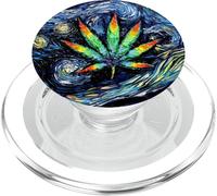 Pot Leaf Art Painting Cannabis Marijuana Smoke Weed Stoner PopSockets PopGrip for MagSafe