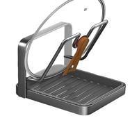 Pot Lid Holder,Carbon Steel Heat-Resistant Container with Tray | Kitchen Pot Lid Storage Rack | for Cutting Board Baking Sheet Utensil Kitchen Oven Pantry Stove Top