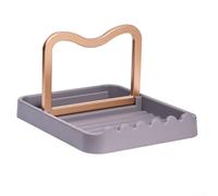 Pot Lid Holder Rack Reusable Kitchen Utensil Rest for Spatula Ladle Spoon Organizer Grey Drip Tray 14x18cm(Grey)