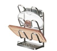 Pot Lid Holder, Space-Saving, Non-Slip Kitchen Shelf, Pan Lid for Cabinets, Practical Holder for Spoon, Fork, Spatula, Soup Ladle, Towel, Perfect for the Worktop