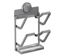 Pot Lid Holder Wall Mounted with Drain Tray for Kitchen Storage Organizing Space Saving Design with U Shaped Groove to Secure Various Lid Handles (grey S)