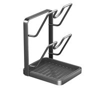 Pot Lid Holder While Cooking Kitchen Pot Lid Storage Rack (Grey Double Layer)