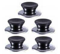 Pot Lid Knobs Featuring Stainless Steel Body and Bakelite Heat Resistant Top for Various Cookware Lid Compatibility (5pcs)