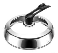 Pot Lid with Tempered Glass and 304 Stainless Steel Frame, Steam Vent Hole to Prevent Overflow and Heat Resistant Handle for Safe Cooking on Various Cookware (34CM)