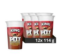 Pot Noodle King Pot Noodle Instant Vegetarian Snack quick-to-make noodles , Beef & Tomato Flavour 12x 114 g