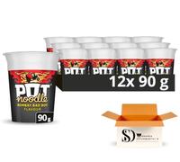 Pot Noodle Bombay Bad Boy Instant Noodles 90g (Pack of 12) - Premium Quick Cooking Noodle Cups Wholesale Bulk Box with Hot Fire Chili Sauce Sachet