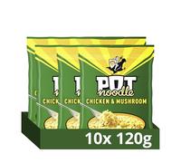 Pot Noodle Chicken & Mushroom Instant Noodles Block with sauce and seasoning sachets for quick, filling and delicious noodles 10x 112 g