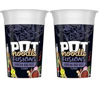 Pot Noodle Fusions Korean BBQ Beef Instant Snack vegan* quick to make noodles Instant Noodle 8x 100 g (Pack of 2)