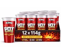 Pot Noodle King Instant Noodle Cup 12 x 114g, Fast & Convenient Meal (Beef & Tomato)