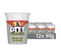 Pot Noodle Sticky Rib Standard Pot Noodle instant vegetarian* snack quick to make noodles 12x 90 g