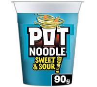 Pot Noodle Sweet & Sour Standard Pot instant vegan* snack quick to make noodles, 12 x 90g