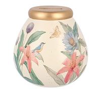 Pot of Dreams Floral Hand Painted Save And Smash Handcrafted Ceramic Cream Color Money Box | Eco Freindly & Recyclable Piggy Bank With Message | Decorative Gift and Save for Birthdays & holiday