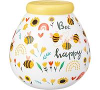 Pot of Dreams Hand Painted Bee Happy Kids Save And Smash Handcrafted Ceramic Money Box | Eco Freindly & Recyclable Piggy Bank | Perfect Decorative Gift and Save for New Toys & Video Games