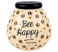 Pot of Dreams Hand Painted Honey Bee Happy Funds Kids Save And Smash Handcrafted Ceramic Money Box | Eco Freindly & Recyclable Piggy Bank | Decorative Gift and Save for New Toys & Video Games