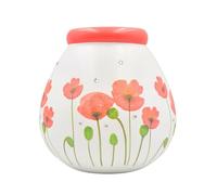Pot of Dreams Hand Painted Red Flower Save And Smash Handcrafted Ceramic Money Box Piggy Bank | Perfect Decorative Gift and Saving for Self Care & family Vaction