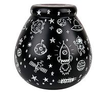 Pot of Dreams Hand Painted Space Save And Smash Handcrafted White & Black Color Ceramic Money Box Piggy Bank | Perfect Decorative Gift and Saving for Holidays & family Vacation
