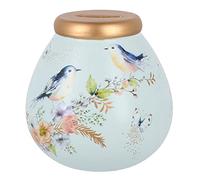 Pot of Dreams Hand Painted Sparrow & Flowers Save And Smash Handcrafted Pink Color Ceramic Money Box Piggy Bank | Decorative Gift for Centrepiece living room & Bedroom