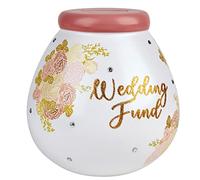 Pot of Dreams Hand Painted Wedding Fund & Flowers Save And Smash Handcrafted White Color Ceramic Money Box Piggy Bank | Perfect Decorative Gift and Saving for Wedding Fund & Celebrations