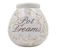Pot of Dreams House Hand Painted Fleur de LYS Pattern Save And Smash Handcrafted Beige Color Ceramic Money Box Piggy Bank | Decorative Gift for Living Room & Bedroom