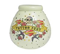 Pot of Dreams House Hand Painted Tattoo Fund Save And Smash Handcrafted Beige Color Ceramic Money Box Piggy Bank | Perfect Decorative Gift and Saving for Tattoo Fund