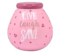 Pot of Dreams Money Box Live Laugh Save Hand Painted & Handcrafted Save & Smash Ceramic Pot Eco Friendly & Recyclable Piggy Bank One Size Pink Color Piggy Bank Pack of One