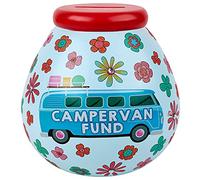 Pot of Dreams Multicolor Hand Painted Retro Campervan Fund Save & Smash Handcrafted Ceramic Money Box | Eco Freindly & Recyclable Piggy Bank | Perfect Travel Gift and Saving for holiday & Travel Van
