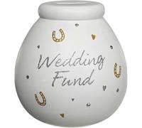 Pot of Dreams Wedding Fund Ceramic Money Pot - White Hand-Decorated Savings Jar for Coins & Notes - Smash to Open Gift Idea for Bride and Groom - Wedding Money Box - Decorative Home Piggy Bank