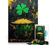 Pot of Gold ﹨u Clover 1000 Piece Jigsaw Puzzles for Adults Improve Memory Anxiety Relief Sharp Edge Wall Art Decor (50x75cm)