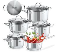 Pot Pan Set Induction Cooking Pots Cookware 9PC Non Stick Pans Hob Steel Sets