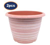 Pot Planter Round Olympia Stout Terracotta With White Wash Flower Home 33Cm 2Pcs