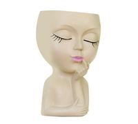 Pot - Resin Plant Head, Decorative Flower Pot with Long Life, Compact Flower Pot, Ideal for Small Indoor Plants, Garden Exhibition and Decoration