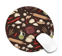 Pot Small Mouse Pad, Culinary Rustic Chili Mushroom Harvest Brown Round Rubber Smooth Aesthetic Desk Mousepads Accessories for Office Home Computer Laptop Round 8x8 Inch