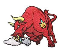Pot Smoking Pals Raging Bull w/Horns & Bull Nose Ring - Iron On Patch Applique