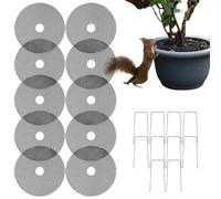 Pot Soil Cover - 10 Pieces Cuttable Protective Mesh Grid Cover With Stakes,Smart Protection Garden Plant Soil Guard From Animals | Cost-Effective For Dogs Cats Animals Squirrel Kitten Outdoor Garden