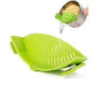Pot Strainer Silicone Clip on Colander Multifunction Cooking Strainer Kitchen Drainer Hands Free for Pasta Spaghetti Rice Universal Fits All Pots Bowls Green