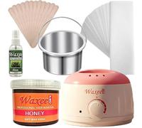 Pot waxing kit with 450ml soft hair removal wax, heater, strips, spatulas, after wax oil Aloe, from Waxee PRO.