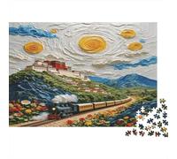 Potala Palace Train Jigsaw Puzzles 1000 Pieces Recycled Material Surreal Art Adult Jigsaws Developing boy & girl‘s Intelligence Parent Child Game Activity 52x38cm/1000pcs
