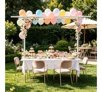 Potaosey Over the Table Rod Stand with Clamps Adjustable 40-220CM Length 80-120CM Height Double Crossbar Table Backdrop Stand White Over Table Display Bar for Party Wedding Birthday Decoration