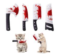 Potaroma 4Pcs Cat Toys, Horror Halloween Knife-Shaped Kitten Catnip Crinkly Sound Toys, Indoor Exercise for All Cat Breeds 6.5 Inches