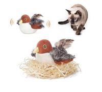 Potaroma Cat Toys Rechargeable Flapping Bird Sparrow, Lifelike Chirp, Touch Activated, Interactive Kitten Exercise for All Breeds with Catnip, 10 cm