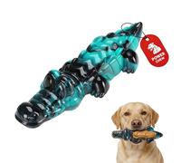 Potaroma Durable Nylon Crocodile Dog Chew Toy for Aggressive Chewers - Beef Flavored Tough Textured Dog Toy for Medium & Large Breeds, Supports Dental Health & Interactive Play (Teal & Black)