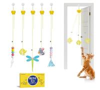 Potaroma Interactive Cat Feather Toys 5 Pcs, Cat Teaser Retractable Hanging Indoor Kitten Play Chase Exercise, Mental Physical Stimulation for All Breeds and Species