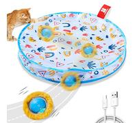 Potaroma Interactive Cat Toys, Fast Rolling Ball in Play Mat, Automatic Motion Activated Moving Ball Hide and Seek Game for Indoor Exercise Kicker, 28 Inch Play Mat