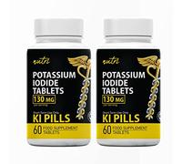 Potassium Iodide Radiation Tablets 130 mg (2 Pack) - (120 Tablets) EXP 10/2032 - Ki Pills Potassium Iodine Tablets for Radiation - Potassium Iodine Pills YODO Naciente, Anti Nuclear Fallout Pills