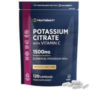 Potassium Supplement 1500mg with Vitamin C | Mineral Electrolytes | High Absorption Citrate Form | 120 Capsules (Not Tablets) - 100% Vegan | by Horbaach