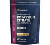 Potassium Supplement High Strength 1500mg with Vitamin C | Electrolyte Capsules | Potassium Citrate | 120 Count | 100% Vegan | by Horbaach