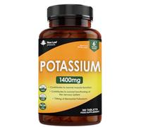 Potassium Supplements 1400mg High Strength - 360 Vegan Potassium Tablets Mineral Electrolytes Supplement Contributes to Normal Muscle Function, Nervous System - Gluten-Free, Non-GMO, Made in UK