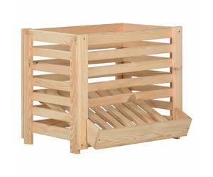 Potato Box Solid Pinewood Natural 60x40x50 cm Stackable Vegetable Storage Crate