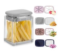 Potato Chipper, 4-in-1 Chip Cutter with 4 Types of Blades, 700ml Potato Chipper Chip Cutter, Quick and Easy to Make French Fries, Suitable for Carrots, Apples, Zucchini, Onions, Etc.