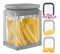 Potato Chipper Chip Cutter French Fry Cutter for Potatoes, 3 Blades Fast Cutting Potato Chip for French Fries, Food Dicer Chop Box for Vegetables Fruits